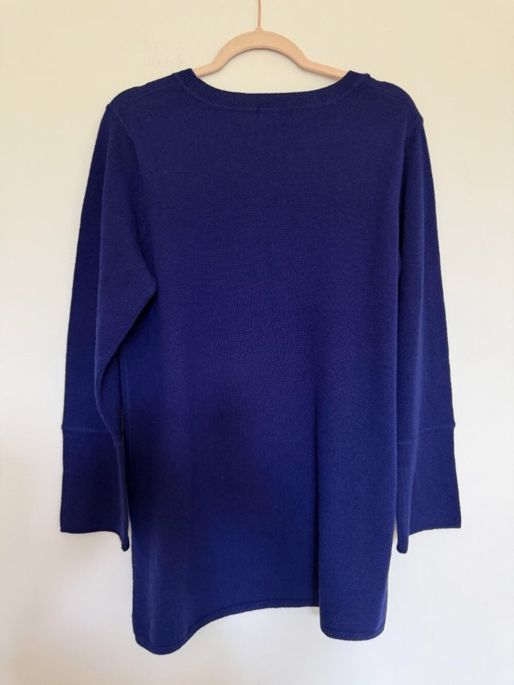 Evelyn Grace 100% Cashmere Crew Neck Tunic Sweater Quiet Luxury Lounge Blue - 1X - Picture 4 of 4